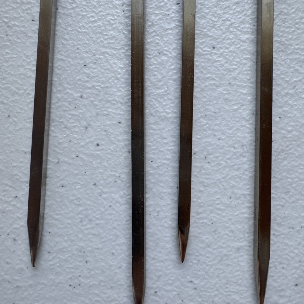 Vintage Turkish Kebob Skewers Fish Whale Nautical Brass Stainless Steel 13" Set - Picture 8 of 9